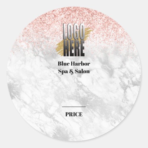 Elegant Rose Gold Glitter Marble Logo Price Tag