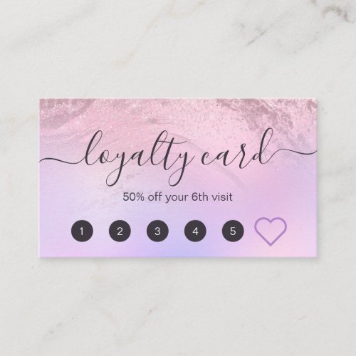 Elegant rose gold glitter marble makeup artist loyalty card