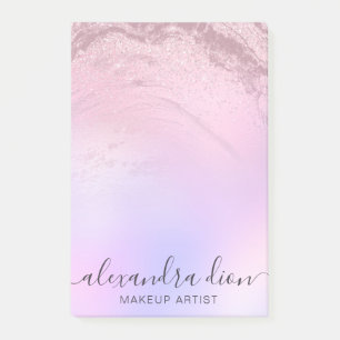 Elegant rose gold glitter marble makeup artist post-it notes