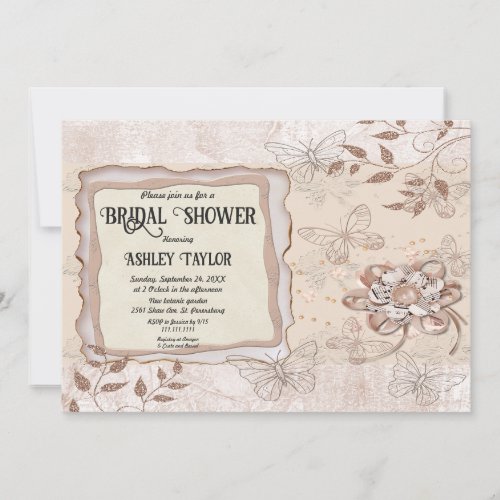 Elegant Rose Gold Glitter Modern Bridal Shower Invitation