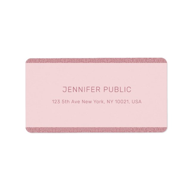 Elegant Rose Gold Glitter Modern Template Trendy Label (Front)