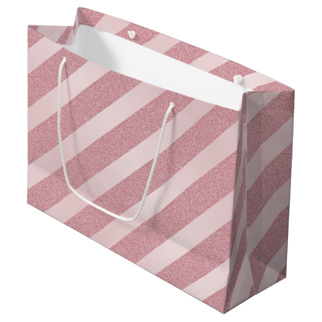 Elegant Rose Gold Glitter Modern Template Trendy Large Gift Bag (Front Angled)