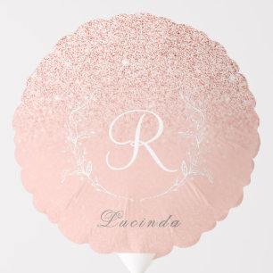 Elegant Rose Gold Glitter Monogram  Balloon