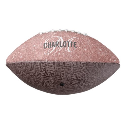 Elegant rose gold glitter monogram name football