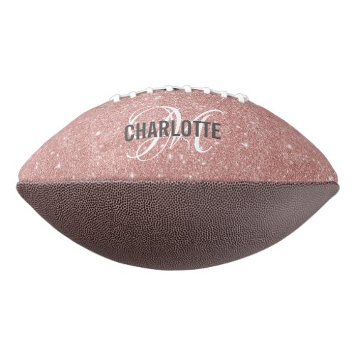 Elegant rose gold glitter monogram name football