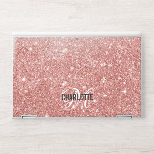 Elegant rose gold glitter monogram name HP laptop skin