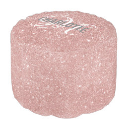 Elegant rose gold glitter monogram name pouf