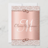 Elegant Rose Gold Glitter Monogram Smaller Wedding Invitation (Back)