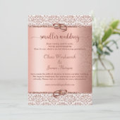 Elegant Rose Gold Glitter Monogram Smaller Wedding Invitation (Standing Front)