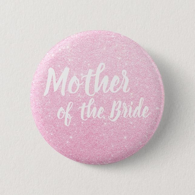 Elegant rose gold glitter mother of the bride button (Front)