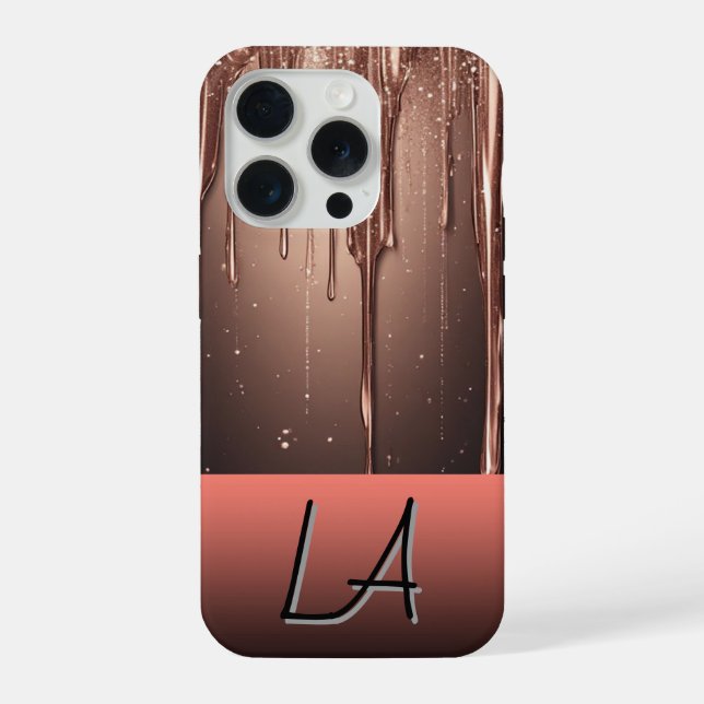 💖 Elegant Rose Gold Glitter Name Custom Drip✨👑 iPhone Case (Back)