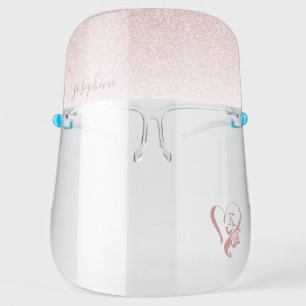 Elegant Rose Gold Glitter Name Face Shield