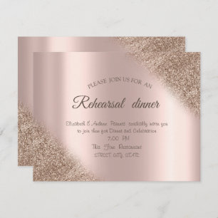 Elegant Rose Gold Glitter Ombre Rehearsal Dinner Invitation