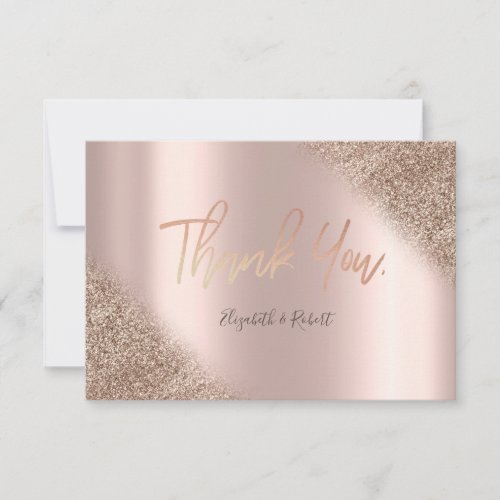Elegant Rose Gold Glitter Ombre Thank You Card