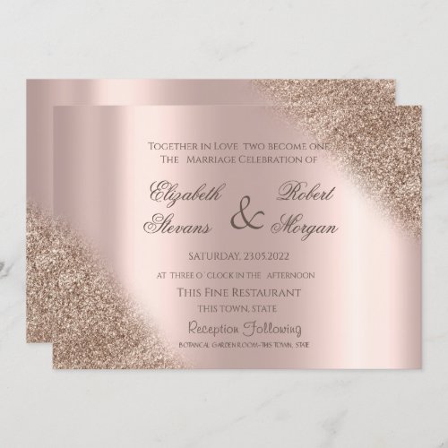 Elegant Rose Gold Glitter Ombre Wedding  Invitation