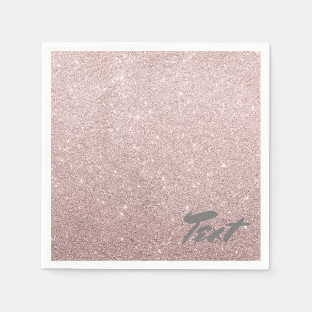 elegant rose gold glitter paper napkins (Front)