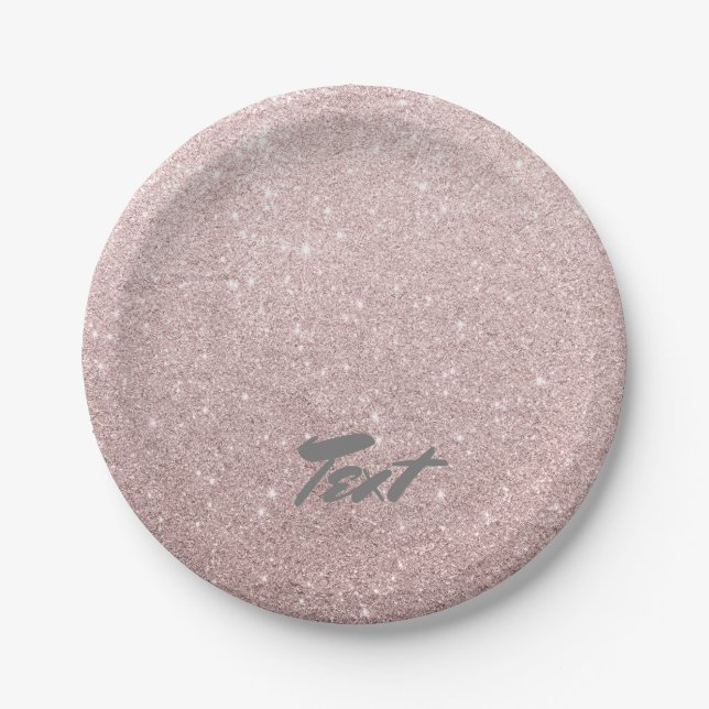 elegant rose gold glitter paper plates (Front)