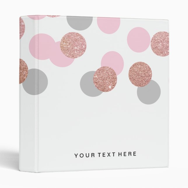 elegant rose gold glitter pastel pink confetti binder (Front/Spine)
