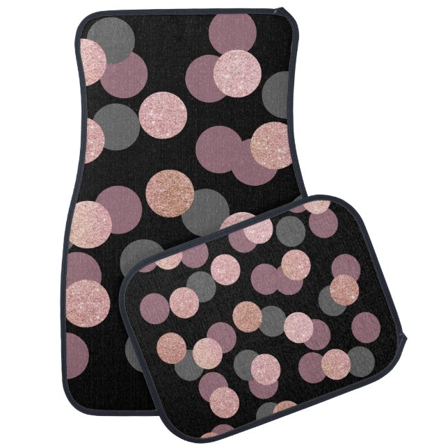 elegant rose gold glitter pastel pink confetti car mat (Set)