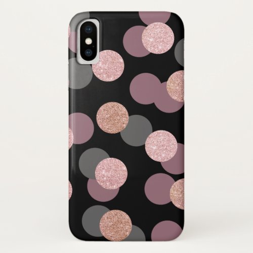 elegant rose gold glitter pastel pink confetti iPhone XS case