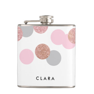 elegant rose gold glitter pastel pink confetti flask