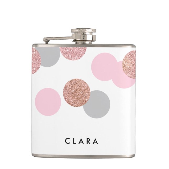 elegant rose gold glitter pastel pink confetti flask (Front)