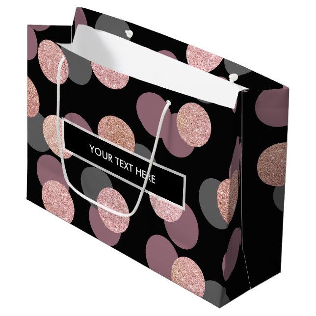 elegant rose gold glitter pastel pink confetti large gift bag (Front Angled)