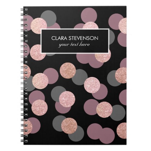 elegant rose gold glitter pastel pink confetti notebook