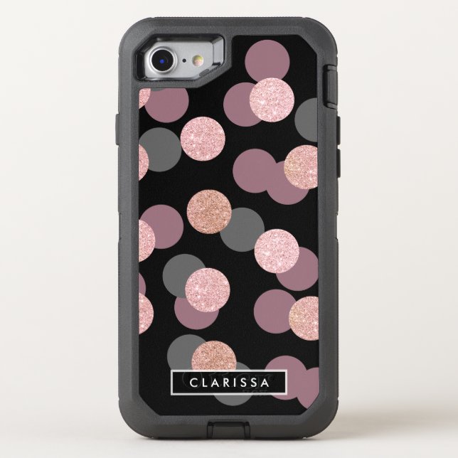 elegant rose gold glitter pastel pink confetti otterbox iPhone case (Back)