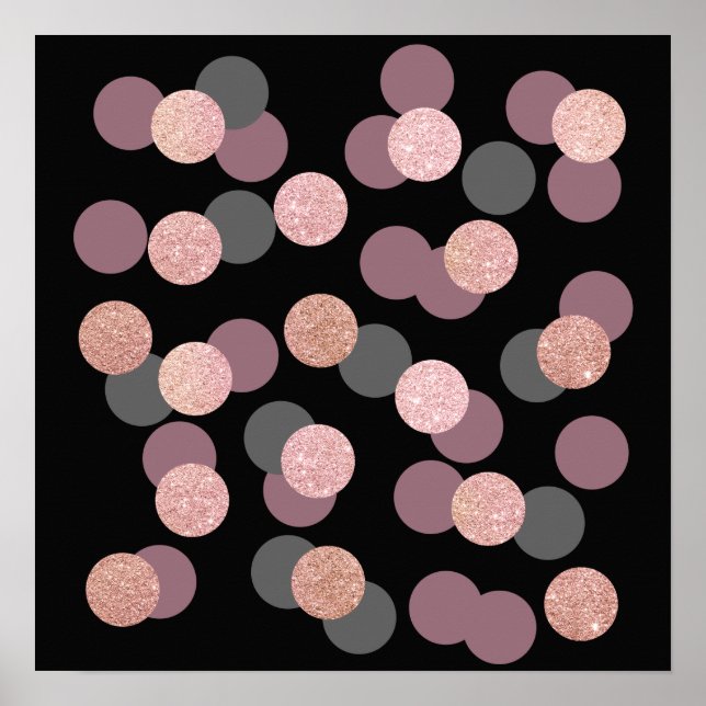 elegant rose gold glitter pastel pink confetti poster (Front)