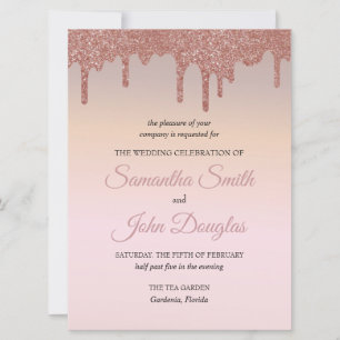 Elegant Rose Gold Glitter, Peach and Black Text