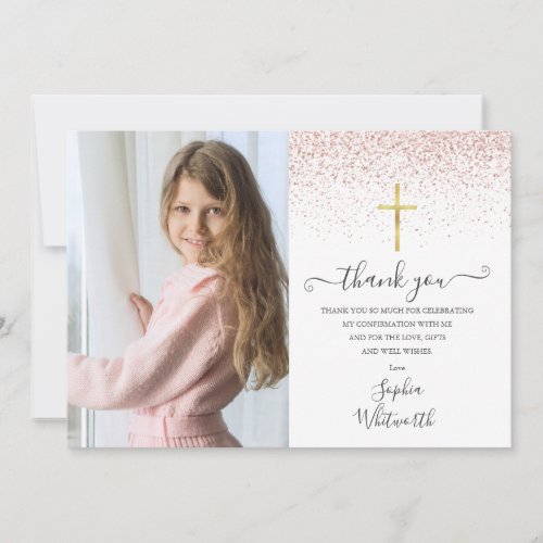 Elegant Rose Gold Glitter Photo Confirmation