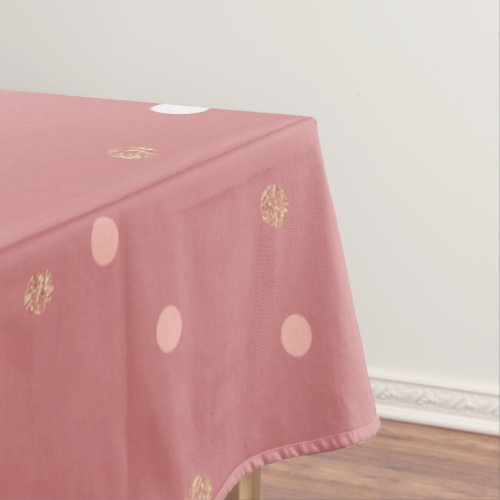 elegant rose gold glitter pink polka dots pattern tablecloth