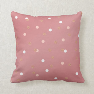 elegant rose gold glitter pink polka dots pattern throw pillow