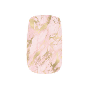 Elegant Rose Gold Glitter Pretty Marble Minx Nail Art