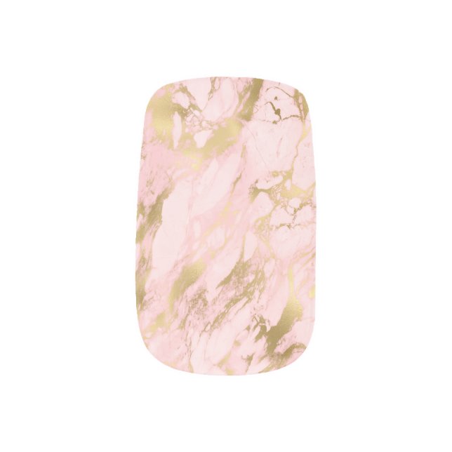 Elegant Rose Gold Glitter Pretty Marble Minx Nail Art (Left Thumb)