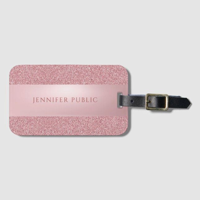 Elegant Rose Gold Glitter Professional Template Luggage Tag (Front Horizontal)