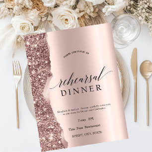 Elegant Rose Gold Glitter Script  Invitation