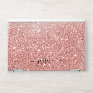 Elegant rose gold glitter script name HP laptop skin