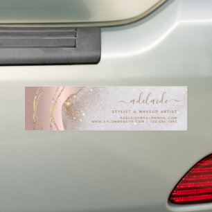 Elegant Rose Gold Glitter Signature Script Agate Bumper Sticker