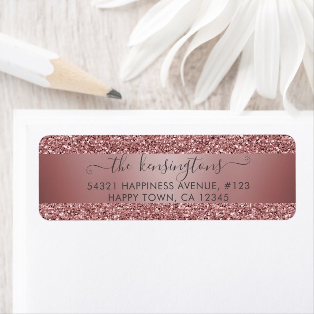 Elegant Rose Gold Glitter Sparkle Label (Insitu)