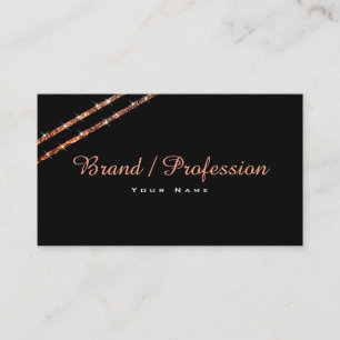 Elegant Rose Gold Glitter Sparkle Stars Black Business Card