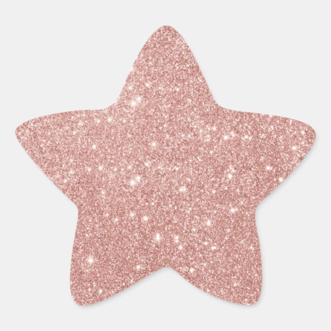 Elegant Rose Gold Glitter Star Sticker (Front)