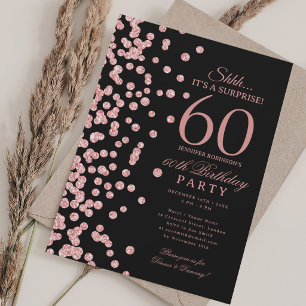 Elegant Rose Gold Glitter Surprise 60th Birthday  Invitation