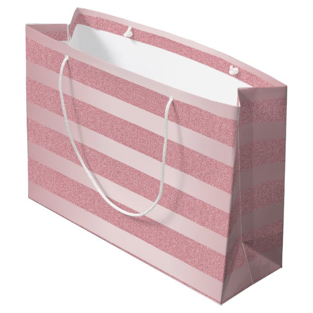 Elegant Rose Gold Glitter Template Trendy Modern Large Gift Bag (Back Angled)