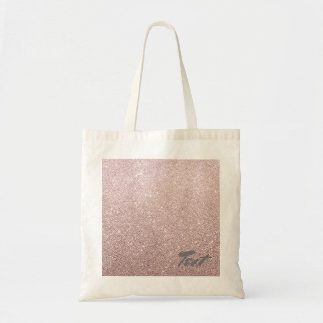 elegant rose gold glitter tote bag (Front)