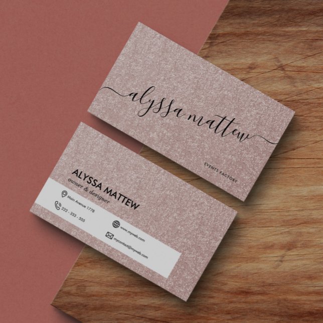 Elegant Rose Gold Glitter Trendy Personalized  Business Card (Creator Uploaded)