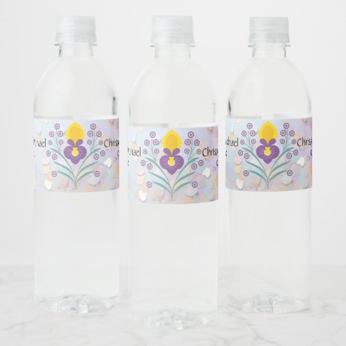 Elegant Rose Gold Glitter Water Bottle Label