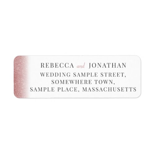 Elegant Rose Gold Glitter Wedding Address Label