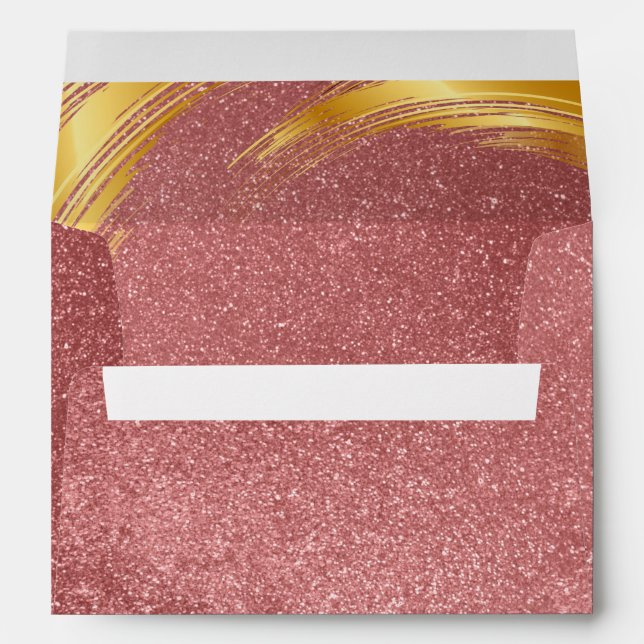 Elegant Rose Gold Glitter Wedding Envelope (Back (Bottom))